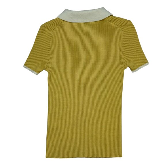 Rag And Bone Libby Short Sleeve Polo Shirt Sweater S Yellow - Picture 14 of 15